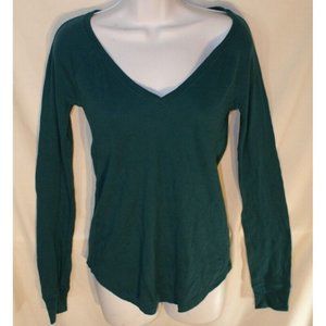 Pink Victoria's Secret Pajama Top Green Long Sleeve Sleepwear Women's Size M T3
